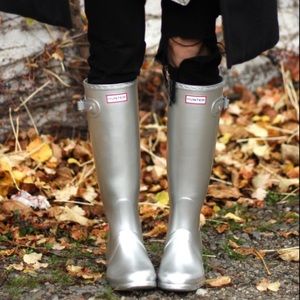 Hunter Silver Tall Rain Boots